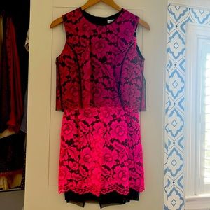 Sandro fuschia lace skirt and top set size 1
